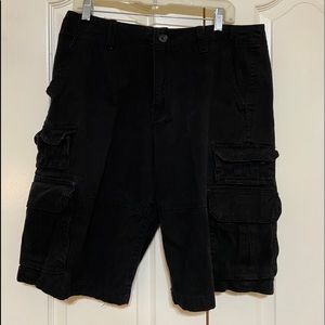 Mens black Plugg cargo shorts. Size 33